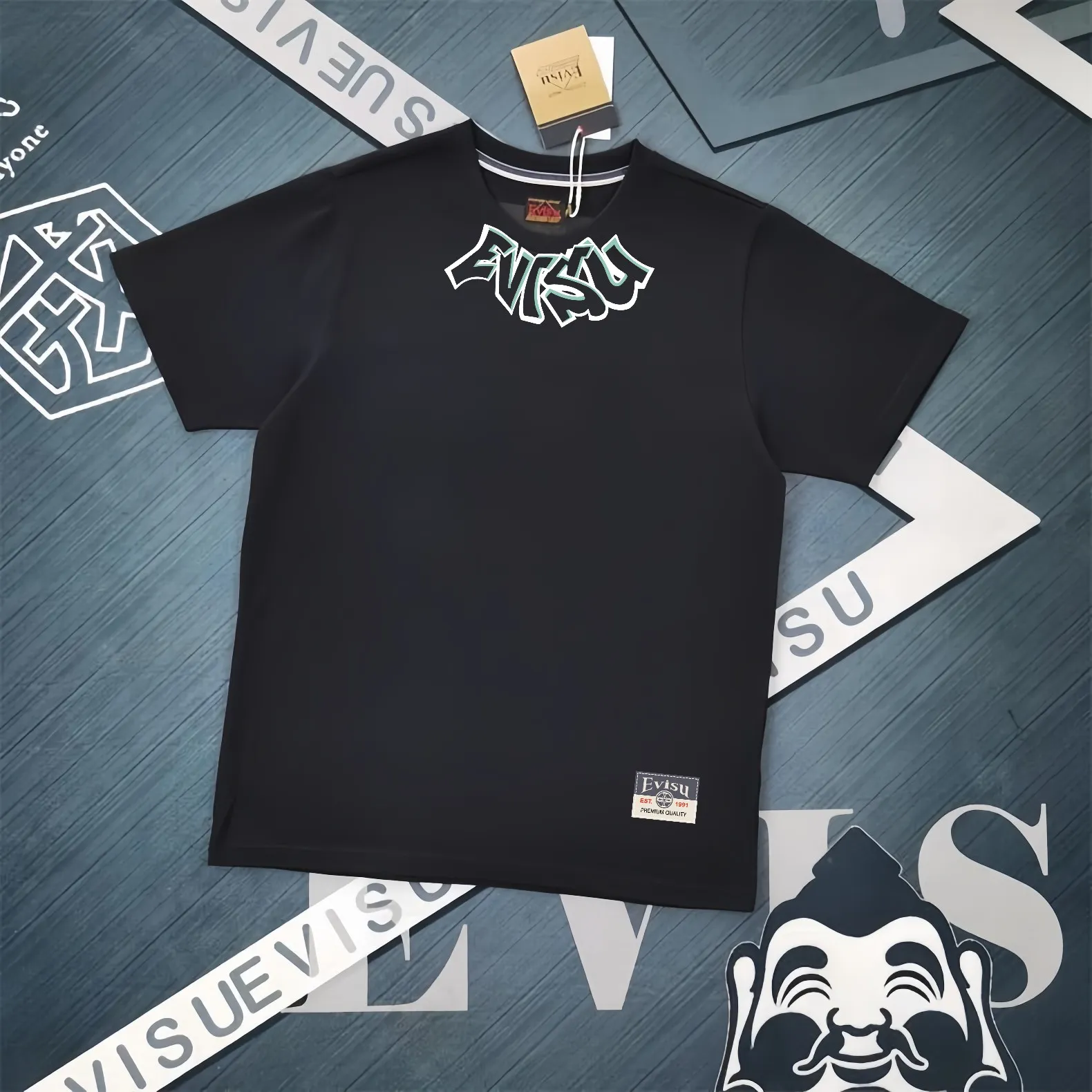 Evisu 2025New Arrival T ⚠ Quality⚠ Same Style T 。 ，Black S-XXL，White S-XXL，Gray M-XXL，Red S-XXL， Red M-XXL